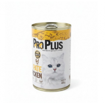 Pro Plus Premium Adult Cat Wet Food with Chicken, Grain-Free Pate, Complete & Balanced Nutrition, 400g × 12 Cans