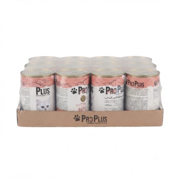Pro Plus Salmon Pate Wet Cat Food 400g x 12 Pack Cans Grain Free Adult Cat Food with Fish Protein Taurine Vitamins Minerals Complete Nutrition