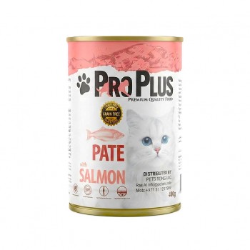 Pro Plus Salmon Pate Wet Cat Food 400g x 12 Pack Cans Grain Free Adult Cat Food with Fish Protein Taurine Vitamins Minerals Complete Nutrition