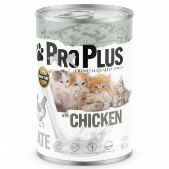 Pro Plus Kitten Premium Grain-Free Chicken Paté Wet Cat Food – 12 Cans × 400g