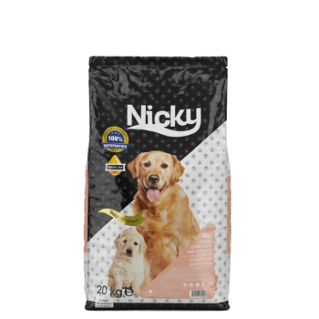 Nicky Adult Dog Food with Chicken – Complete & Balanced Dry Food for Adult Dogs, 20 kg