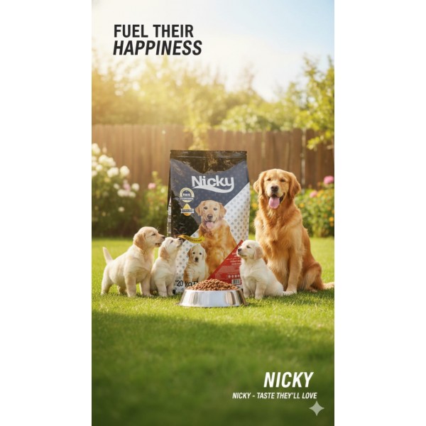Nicky Adult Dog Food with Beef – Complete & Balanced Nutrition (20 kg)