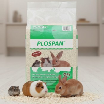 Plospan Fir Wood Chips Small Animal Litter – 64 L (3100 g) | Natural, Dust-Free & Ultra-Absorbent Bedding for Hamsters, Rabbits, Guinea Pigs & More