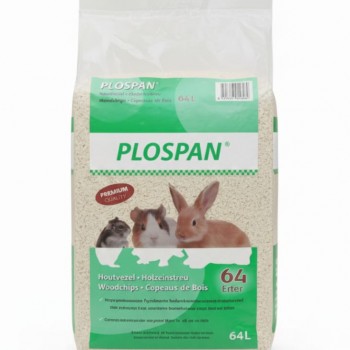 Plospan Fir Wood Chips Small Animal Litter – 64 L (3100 g) | Natural, Dust-Free & Ultra-Absorbent Bedding for Hamsters, Rabbits, Guinea Pigs & More