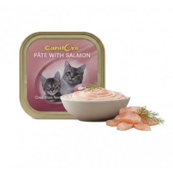Canifors Pate with Salmon – Complete Wet Cat Food for Adult Cats – 100 g × 16 Trays (1 Box) – High Protein, Vitamins & Minerals, Healthy Skin & Coat, Made in Netherlands