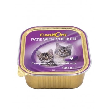 Canifors Pate with Chicken – Complete Wet Cat Food for Adult Cats – 100 g × 16 Trays (1 Box)
