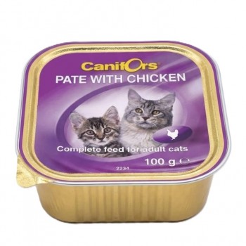 Canifors Pate with Chicken – Complete Wet Cat Food for Adult Cats – 100 g × 16 Trays (1 Box)