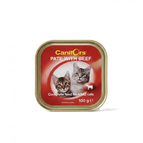 Canifors Pate with Beef – Complete Wet Cat Food for Adult Cats – 100 g × 16 Trays (1 Box) – High Protein, Taurine & Essential Vitamins – Supports Healthy Skin, Coat & Digestion Canifors Pate with Beef – Complete Wet Cat Food for Adult Cats – 100 g × 16 Trays (1 Box) – High Protein, Taurine & Essential Vitamins – Supports Healthy Skin, Coat & Digestion