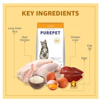 Purepet Adult Dry Cat Food – Real Chicken, Complete & Balanced Nutrition for Adult Cats – 7kg Bag