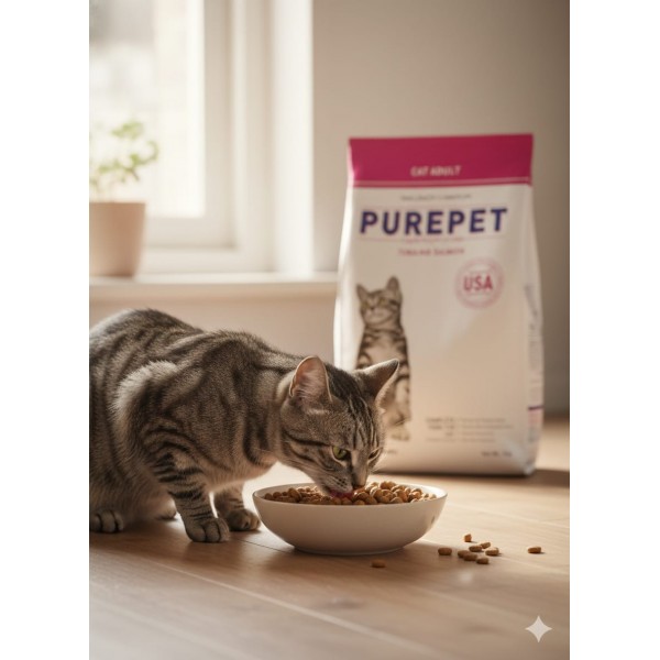 Purepet Adult Dry Cat Food – Tuna & Salmon, 7 Kg | Complete & Balanced Nutrition for Adult Cats | Hairball Control | Supports Digestion, Immunity & Overall Wellness | Pellet Form with Vitamins, Minerals, Prebiotics & Probiotics