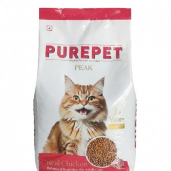 Purepet Peak Real Chicken Adult Dry Cat Food – 1kg + 200g Free | Complete & Balanced Nutrition with Real Chicken, Eggs, Taurine, Prebiotics & Probiotics for Healthy Heart, Coat & Digestion