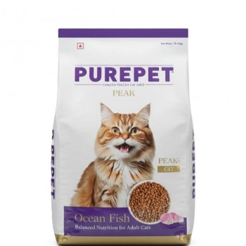 Purepet Peak Adult Dry Cat Food – Ocean Fish Flavor, 1.2kg | Complete & Balanced Nutrition for Adult Cats with Taurine, Prebiotics & Probiotics