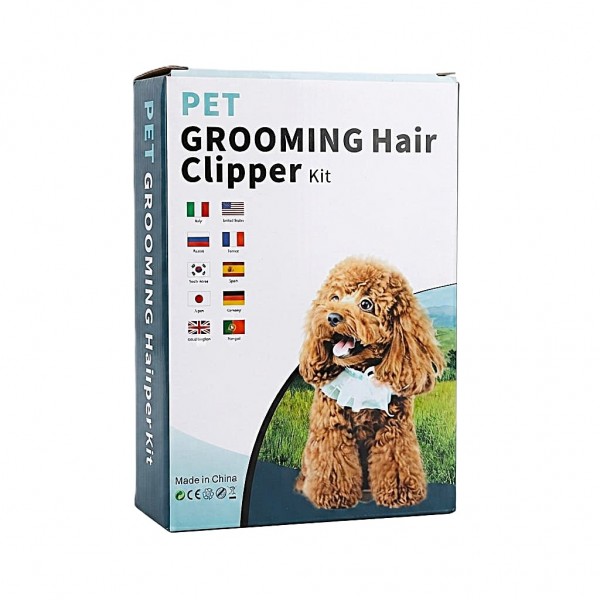Professional Pet Grooming Hair Clipper Kit for Dogs & Cats – Cordless Digital Trimmer with 4 Guide Combs, Scissors, Nail Clipper & Complete Grooming Set for Home Use