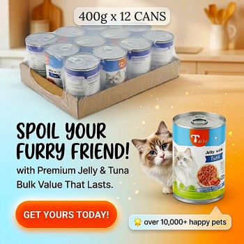Taihi Premium Wet Cat Food Jelly with Tuna 400g x 12 Cans | Tuna and Chicken Shreds | Taurine Enriched | Moisture-Rich Cat Food for Cats