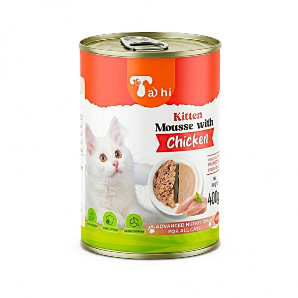 Taihi Kitten Mousse with Chicken Wet Cat Food – 400g x 12 Cans | Smooth Chicken Mousse for Kittens and Adult Cats, Moisture-Rich Recipe