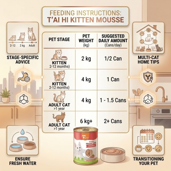 Taihi Kitten Mousse with Chicken Wet Cat Food – 400g x 12 Cans | Smooth Chicken Mousse for Kittens and Adult Cats, Moisture-Rich Recipe Taihi Kitten Mousse with Chicken Wet Cat Food – 400g x 12 Cans | Smooth Chicken Mousse for Kittens and Adult Cats, Moisture-Rich Recipe