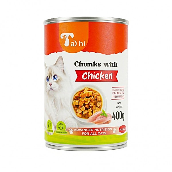 Ta'hi Chunks with Chicken Wet Cat Food 400g x 12 Cans – Chicken Flavour Moisture-Rich Cat Food, 4.8kg Multipack Ta'hi Chunks with Chicken Wet Cat Food 400g x 12 Cans – Chicken Flavour Moisture-Rich Cat Food, 4.8kg Multipack