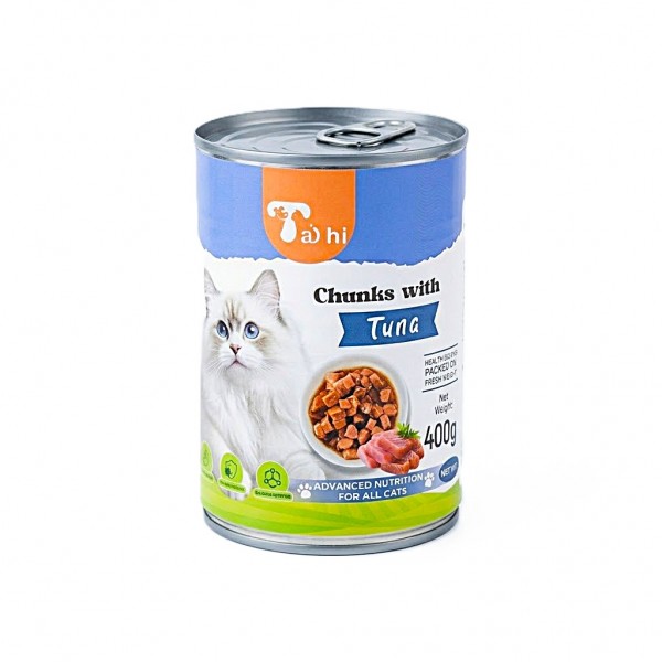 Tai Chong Wet Cat Food Chunks with Tuna 400g x 12 Cans – Canned Wet Cat Food with Tuna and Chicken Recipe