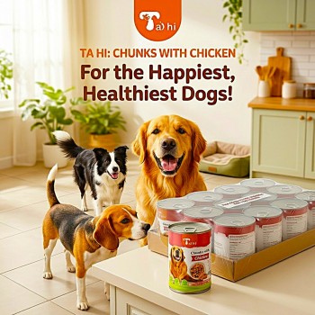 Taihi Chunks with Chicken Wet Dog Food 400g x 12 Cans, Tender Meat Chunks in Gravy, Moisture-Rich Canned Dog Food for Everyday Feeding
