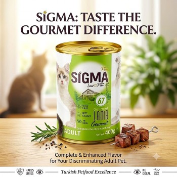 Sigma Plus Gourmet Lamb Pate Wet Cat Food 400g – High Meat 67% Lamb Complete & Balanced Adult Cat Meal with Taurine, Omega 3 & 6 – Grain Low Premium Pate for Healthy Skin, Coat & Vitality