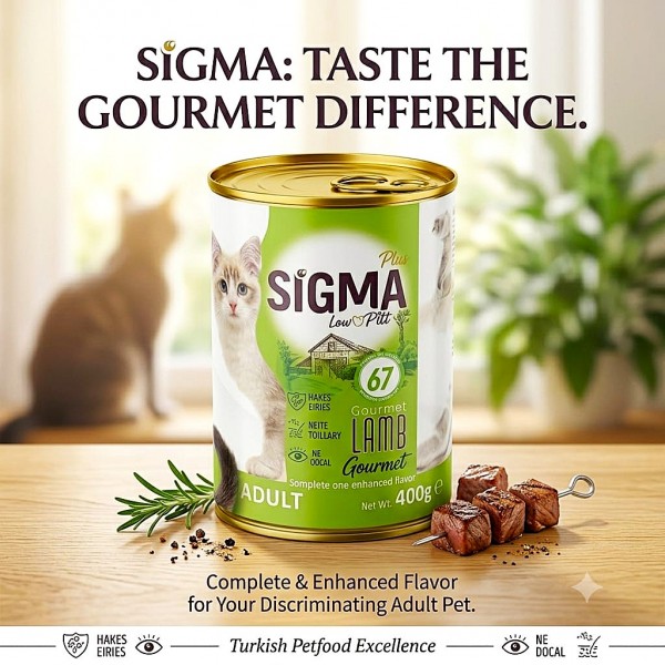 Sigma Plus Gourmet Lamb Pate Wet Cat Food 400g – High Meat 67% Lamb Complete & Balanced Adult Cat Meal with Taurine, Omega 3 & 6 – Grain Low Premium Pate for Healthy Skin, Coat & Vitality
