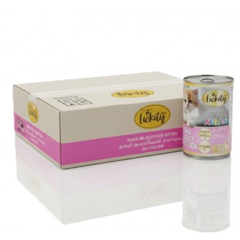 Lickity Kitten Tuna in Jelly Wet Cat Food, Taurine & Omega 3, Vitamin E, Natural Recipe, 400g x 24 Cans