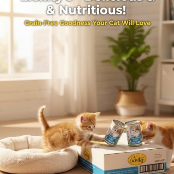 Lickity Tuna Topping Carrot with Chicken in Jelly Cat Wet Food, Grain-Free Indoor Formula, Taurine & Omega 3 & 6 – 24 x 400g Cans