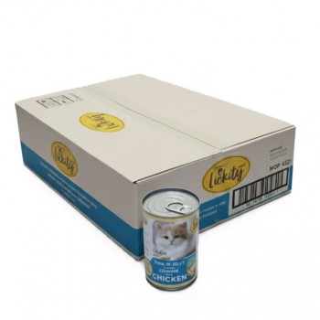 Lickity Tuna Topping Carrot with Chicken in Jelly Cat Wet Food, Grain-Free Indoor Formula, Taurine & Omega 3 & 6 – 24 x 400g Cans