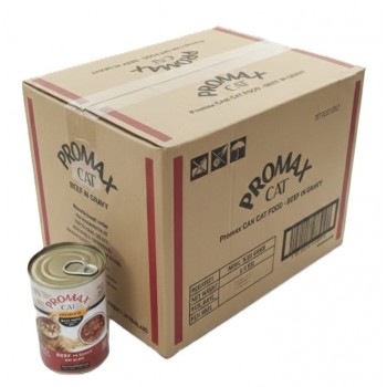 Promax Cat Premium Wet Food – Real Beef in Gravy, Grain-Free, No Preservatives, 400g x 24 Cans – Adult Cats