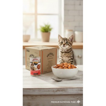 Promax Cat Premium Salmon in Gravy – 24 Cans x 400g – Real Meat, Grain-Free, No Preservatives – Wet Food for Adult Cats