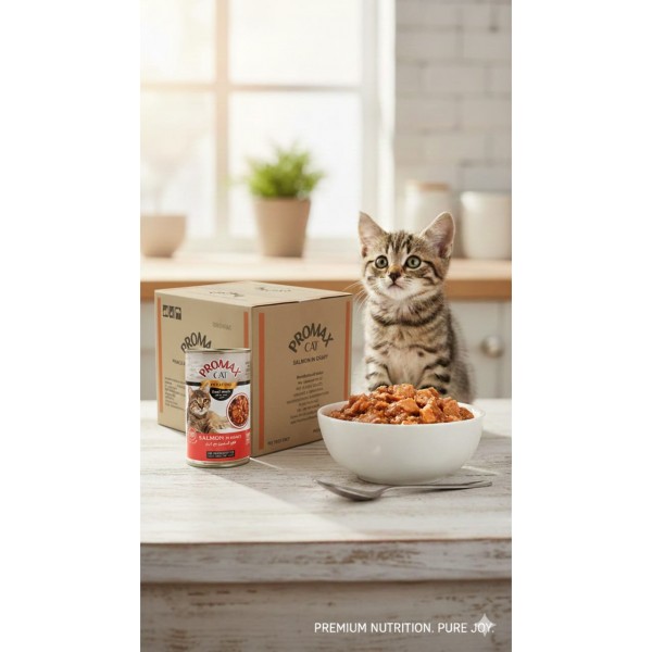 Promax Cat Premium Salmon in Gravy – 24 Cans x 400g – Real Meat, Grain-Free, No Preservatives – Wet Food for Adult Cats
