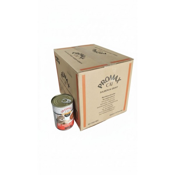 Promax Cat Premium Salmon in Gravy – 24 Cans x 400g – Real Meat, Grain-Free, No Preservatives – Wet Food for Adult Cats