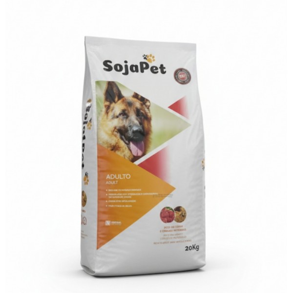 SojaPet Adult Dog Food 20kg Complete Nutrition | Dry Dog Food for Adult Dogs All Breeds | Meat & Whole Grain Formula | Immune Support with Vitamin E & Selenium | Healthy Skin & Coat