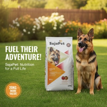 SojaPet Adult Dog Food 20kg Complete Nutrition | Dry Dog Food for Adult Dogs All Breeds | Meat & Whole Grain Formula | Immune Support with Vitamin E & Selenium | Healthy Skin & Coat