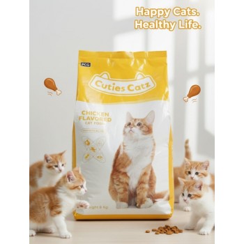 Cuties Catz Chicken Flavour Dry Cat Food – 8kg | High-Protein, Balanced Nutrition for Adult Cats, Supports Oral Health, Vision, Immune System & Shiny Coat