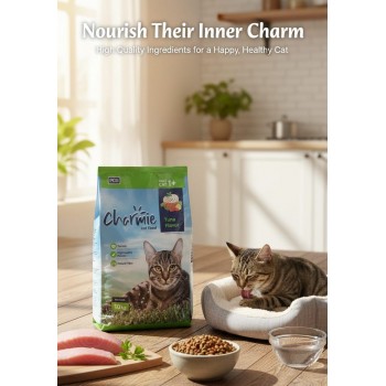 Charmie Tuna Dry Cat Food 10kg for Adult Cats – 26% Protein, Taurine, Omega-6, Digestive Fiber, Crunchy Dental Care Kibble
