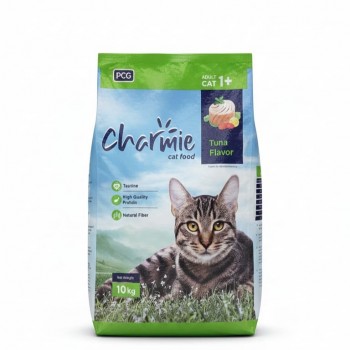 Charmie Tuna Dry Cat Food 10kg for Adult Cats – 26% Protein, Taurine, Omega-6, Digestive Fiber, Crunchy Dental Care Kibble