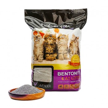 Haisenpet Lavender Scented Bentonite Cat Litter 25L (20KG) – Strong Clumping, High Absorption, Fresh Lavender Fragrance, Odor Control & Easy Scooping for Cats