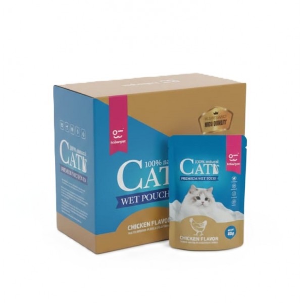 Haisenpet Premium Wet Cat Food Chicken Flavor in Gravy, 100% Natural Ingredients, with Taurine & Omega 3 & 6, 85g x 12 Pouches – Complete & Balanced Nutrition for Cats