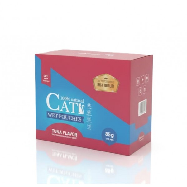 Haisenpet Premium Wet Cat Food Pouches, Tuna Flavor in Gravy, 85g x 12 Packs, 100% Natural, Grain-Free, Omega 3 & 6, Taurine & Vitamins, For All Cats