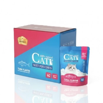 Haisenpet Premium Wet Cat Food Pouches, Tuna Flavor in Gravy, 85g x 12 Packs, 100% Natural, Grain-Free, Omega 3 & 6, Taurine & Vitamins, For All Cats