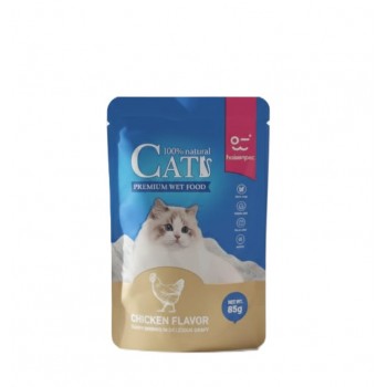 Haisenpet Premium Wet Cat Food C hicken Flavor in Gravy, 100% Natural Ingredients, with Taurine & Omega 3 & 6, 85g