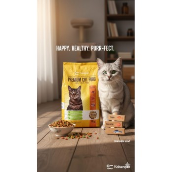 Naisenpet Premium Dry Cat Food for Adult Cats – 7kg, 100% Complete & Balanced Nutrition, Tuna, Salmon & Mackerel, Color-Free, Healthy Digestion & Soft Coat