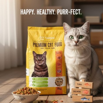 Naisenpet Premium Dry Cat Food for Adult Cats – 7kg, 100% Complete & Balanced Nutrition, Tuna, Salmon & Mackerel, Color-Free, Healthy Digestion & Soft Coat