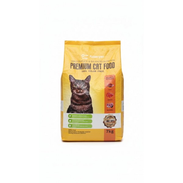 Naisenpet Premium Dry Cat Food for Adult Cats – 7kg, 100% Complete & Balanced Nutrition, Tuna, Salmon & Mackerel, Color-Free, Healthy Digestion & Soft Coat