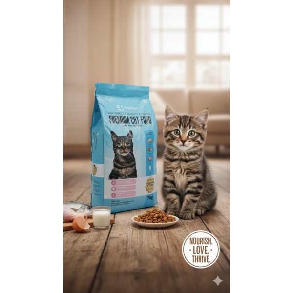 Haisenpet Premium Kitten Food – 7kg, Complete & Balanced Dry Cat Food for Kittens (1–12 Months) – Chicken, Fish, Egg & Milk Flavors, 100% Color-Free, EU Quality Standard