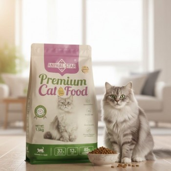 ANIMAL STAR Premium Dry Cat Food for Adult Cats, Fish Flavor, High Protein Formula with Taurine & Omega Fatty Acids, 1.5kg