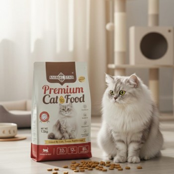 ANIMAL STAR Premium Dry Cat Food – Chicken & Fish Flavor, 1.5kg – 32% Protein, 12% Fat, 85% Animal Protein – Supports Skin, Coat, Immunity, Digestion & Oral Health – Adult Cats