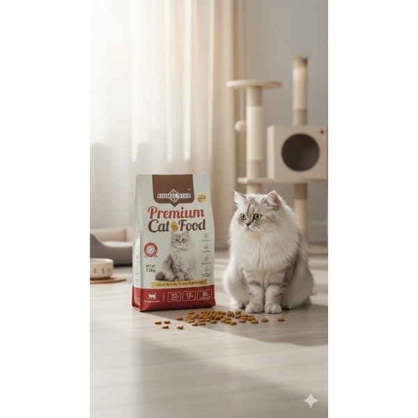 ANIMAL STAR Premium Dry Cat Food – Chicken & Fish Flavor, 1.5kg – 32% Protein, 12% Fat, 85% Animal Protein – Supports Skin, Coat, Immunity, Digestion & Oral Health – Adult Cats