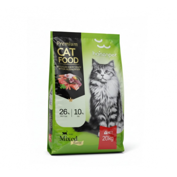 Premium Haisen Huachong Adult Cat Food 20kg – High-Protein 26% & 10% Fat, Balanced Nutrition with Fresh Chicken, Beef & Fish, Sweet Potato, Oatmeal & Natural Supplements for Healthy Skin, Coat & Digestion